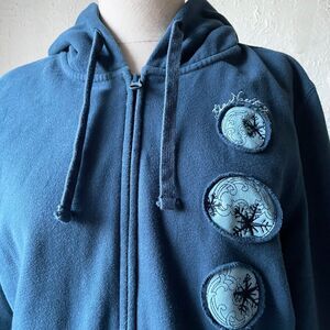 The North Face Women's XL Blue Sweatshirt Hoodie Snowflake Patches Zip Front